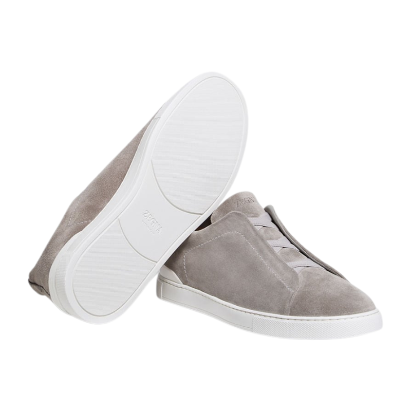 Zegna Grey Mélange Suede Triple Stitch™ Sneakers